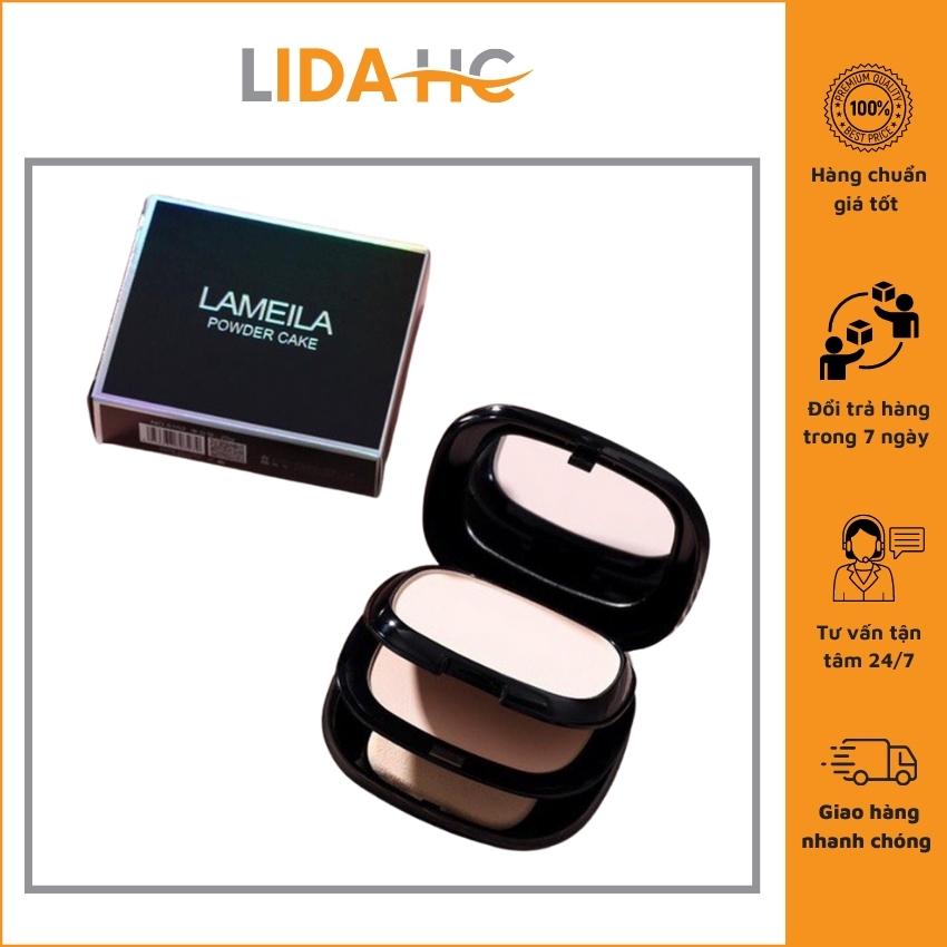 Phấn phủ lameila kiềm dầu 2 tầng tặng kèm bông phấn - hộp đen sang chảnh