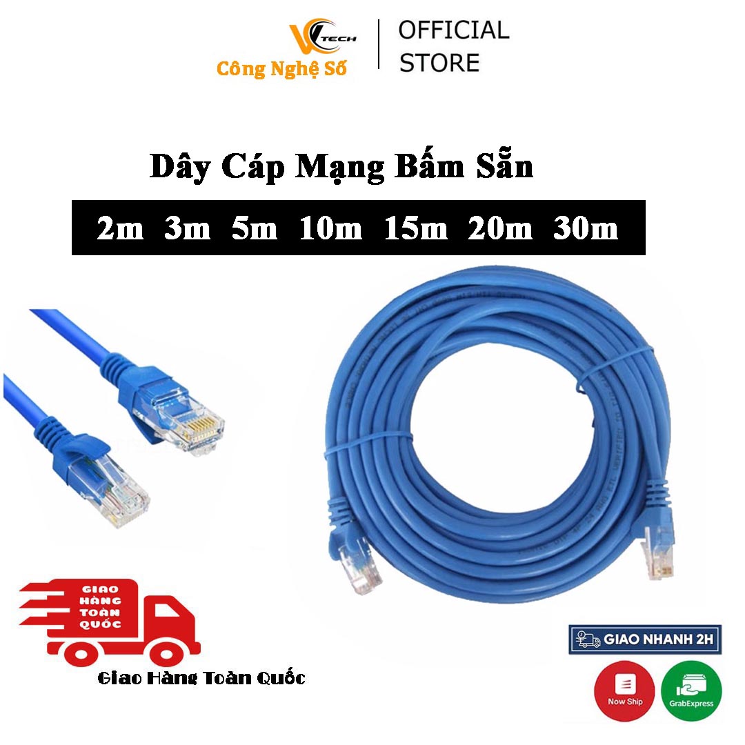 Dây mạng cat5e bấm sẵn 2 đầu 30m 20m 15m 10m 5m 3m - dây cáp mạng lan tốc độ cao chính hãng
