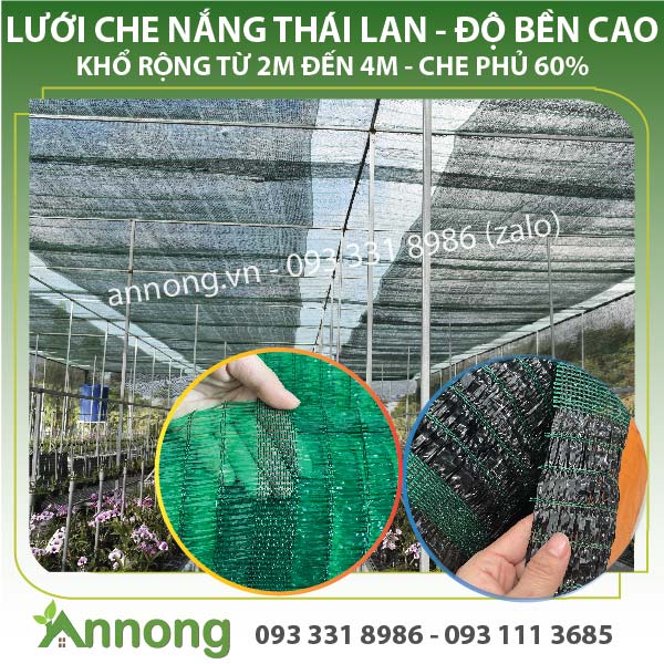 Lưới che nắng thái lan khổ 2m đến 4m - hàng cao cấp che phủ 70% nắng