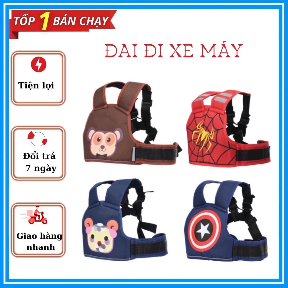 Đai đi xe máy an toàn cho bé có khóa bấm an toàn, dễ sử dụng