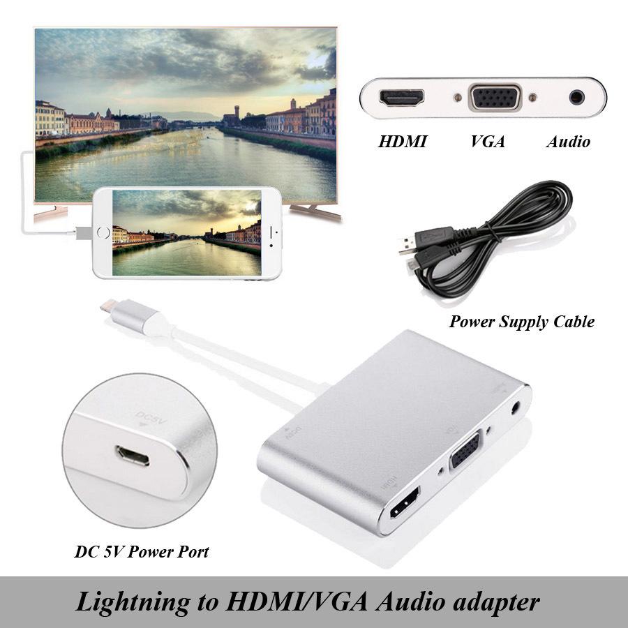 Cáp chuyển đổi lightning to digital av multiport hdmi vga audio - hot-hot-hot