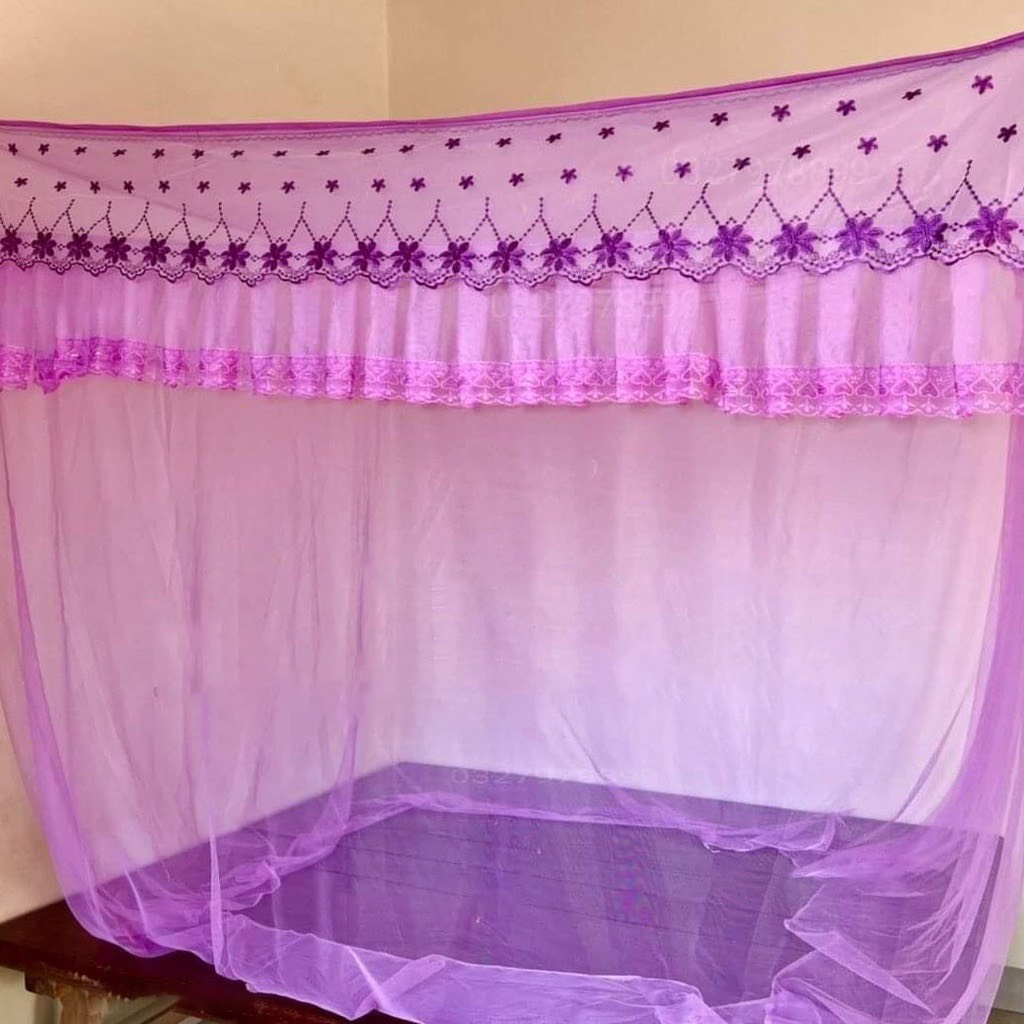 Màn mùng tuyn dây CÓ CỬA kích thước : 1m6x2m, 1m8x2m, 2mx2m2 - Chất vải lạnh Thái lan. ren thêu cao 