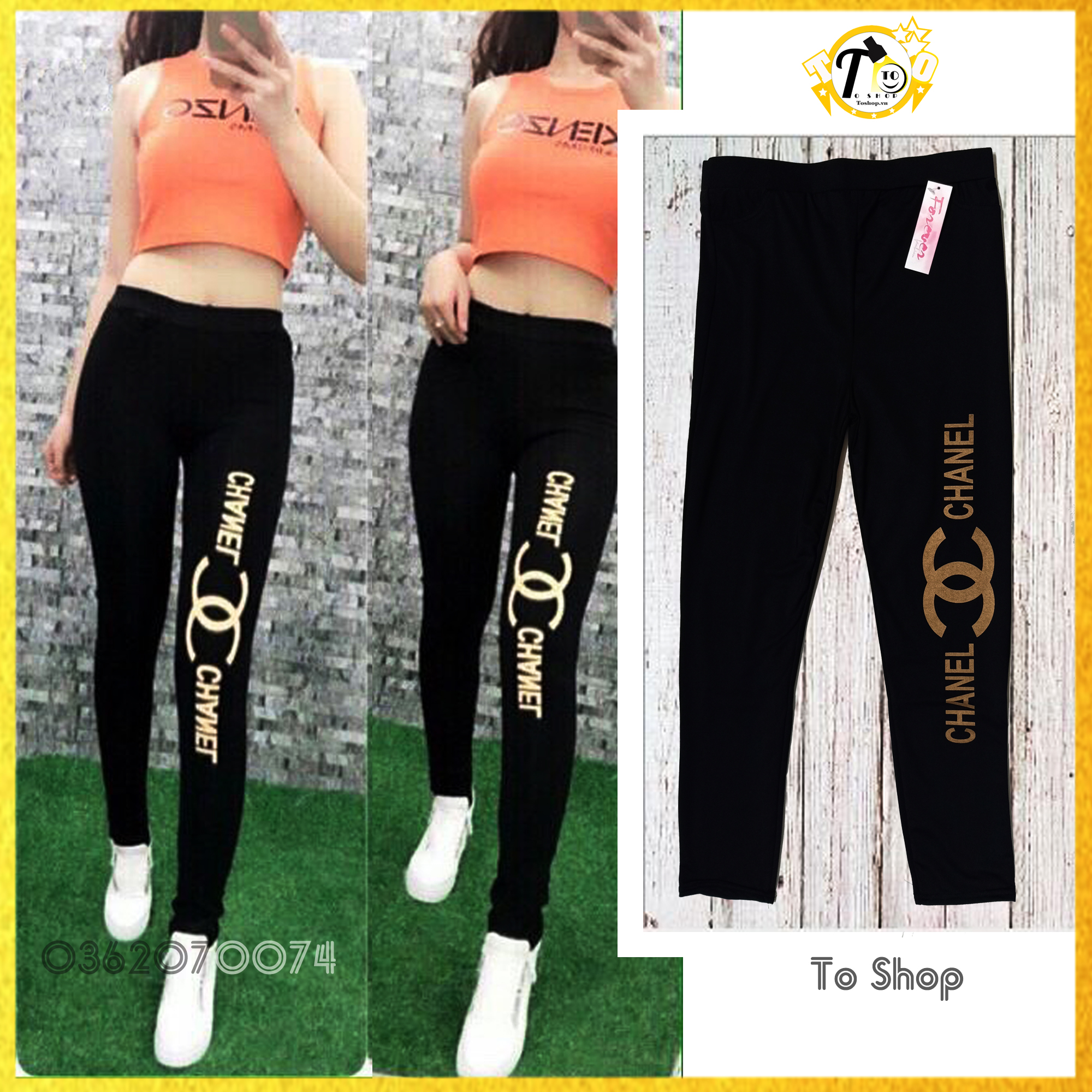 [HCM]Quần legging nữ - thun nữ in Cn Vàng [ảnh + video thật]