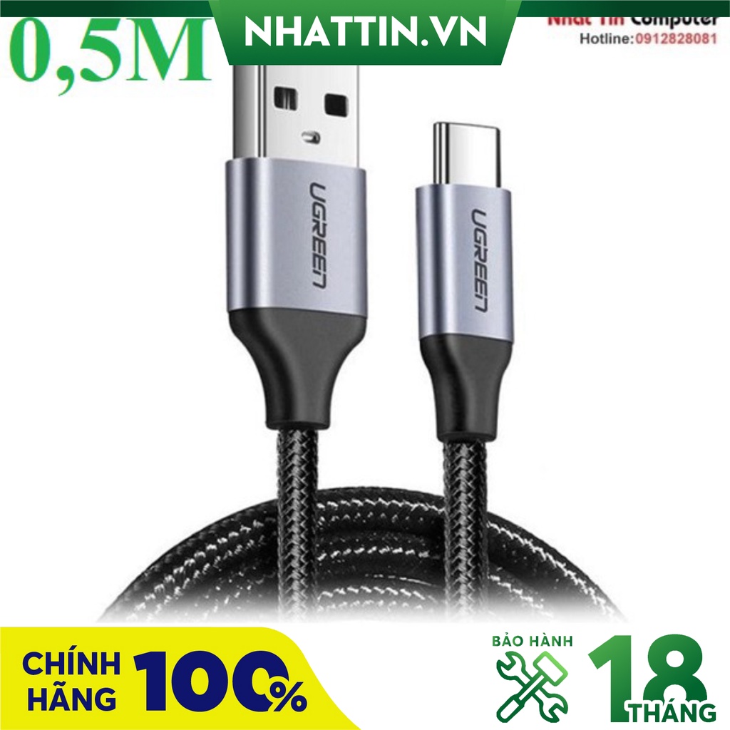 Cáp sạc nhanh usb type c dài 0,5m ugreen 60125 - phân phối chính hãng