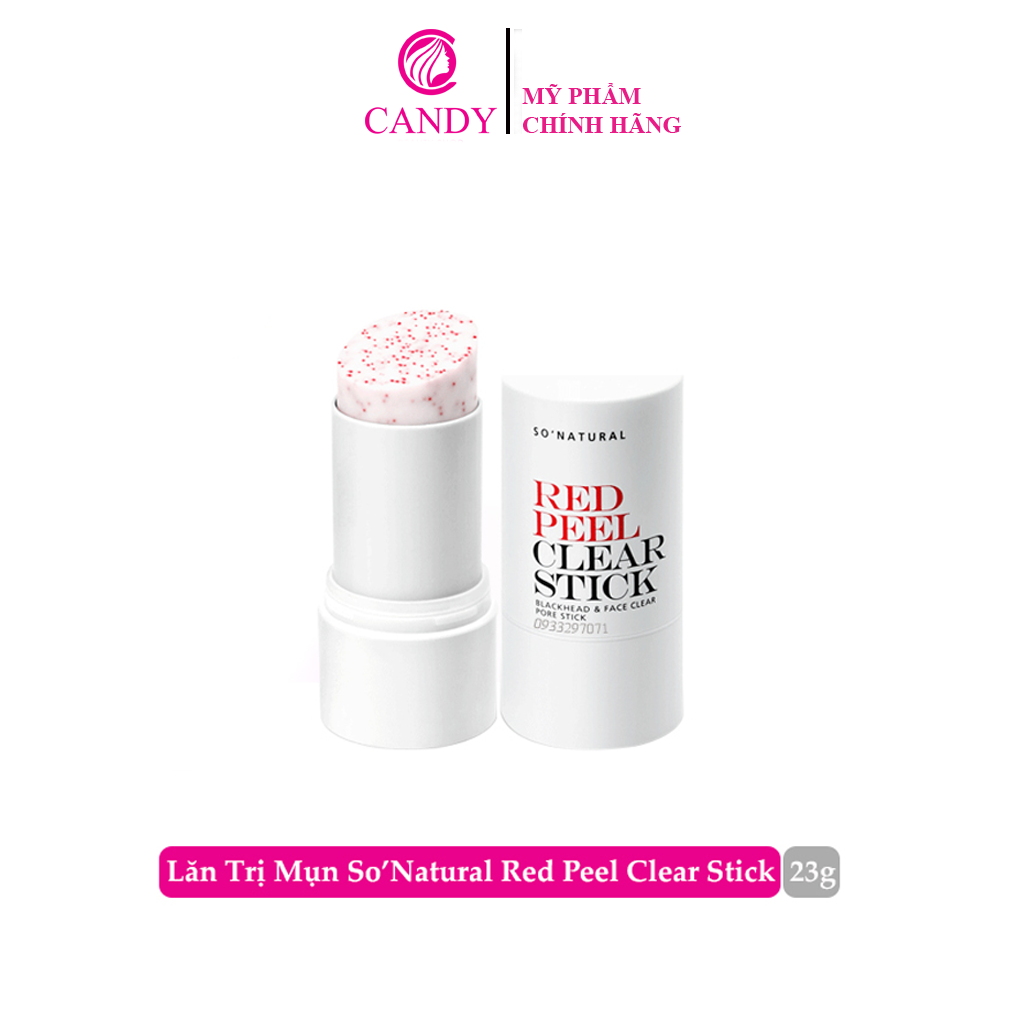 [Hoàn Tiền 8%]Thanh Lăn Giảm Mụn Cám Mụn Đầu Đen Hiệu Quả So’Natural Red Peel Clear Stick Hàn Quốc