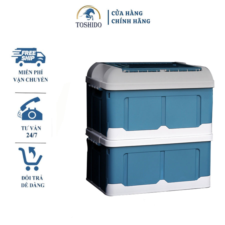 Thùng gấp gọn 45 lít đa năng cao cấp có nắp đậy lớn, hộp đựng đồ, quần áo, đồ chơi, sách vở
