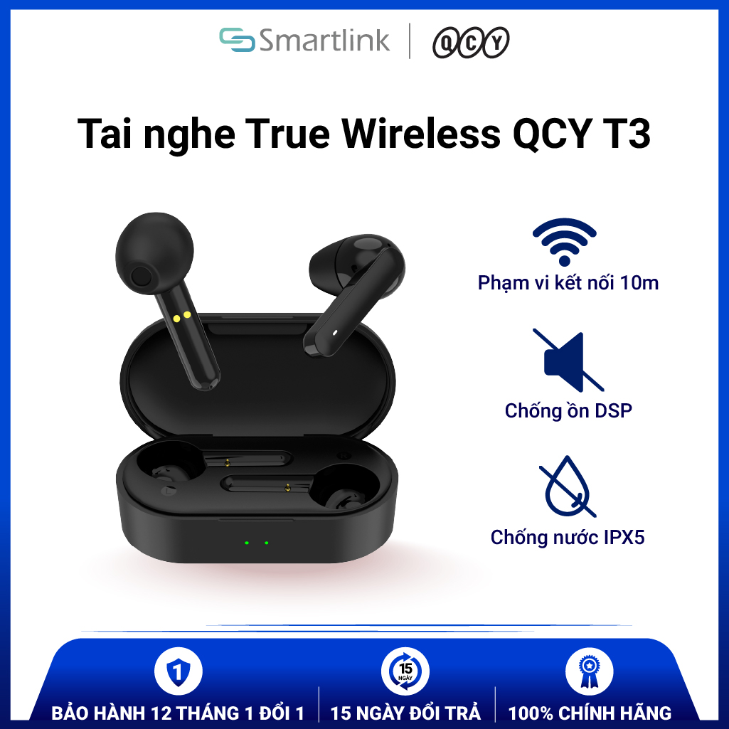 Tai Nghe Bluetooth ,tai nghe không dây Wireless Xiaomi QCY T3 - Hàng Chính Hãng - Bảo hành 12 tháng