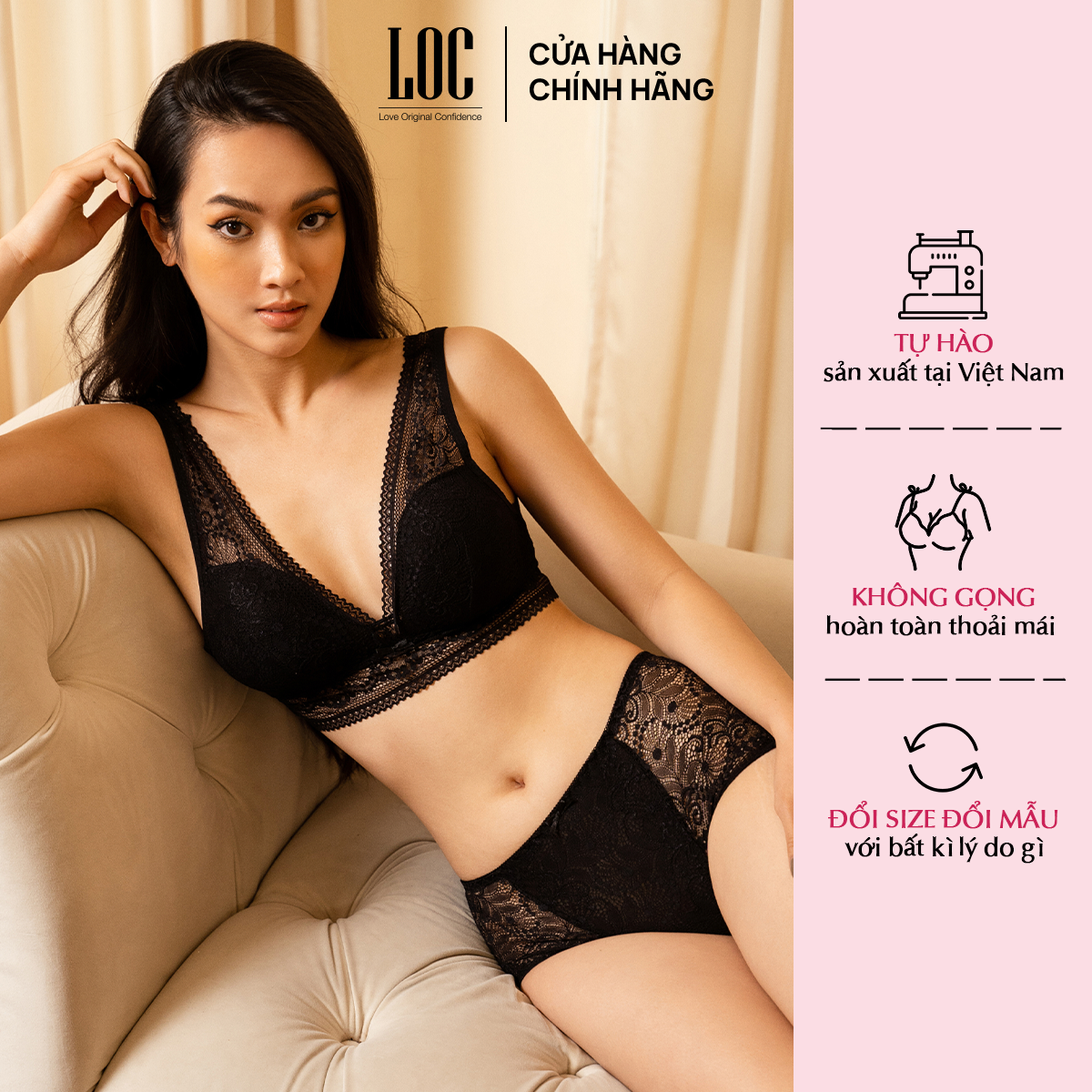 Áo ngực ren không gọng cúp tháp LOC CT