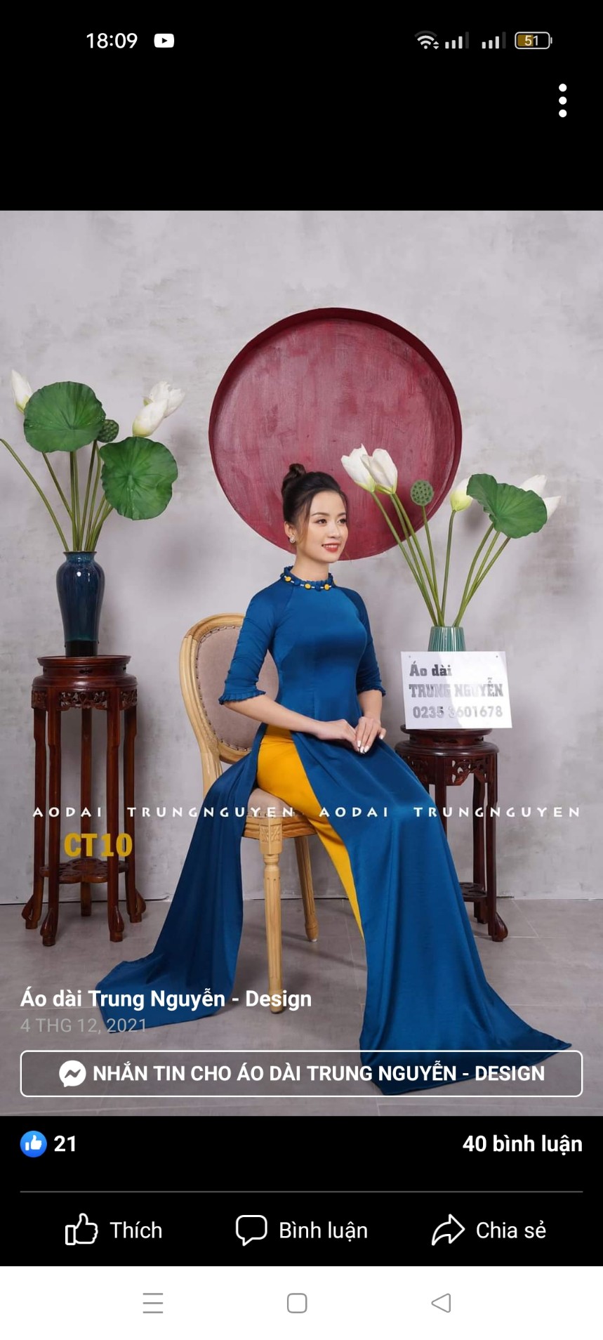Áo dài cổ xếp li cao cấp