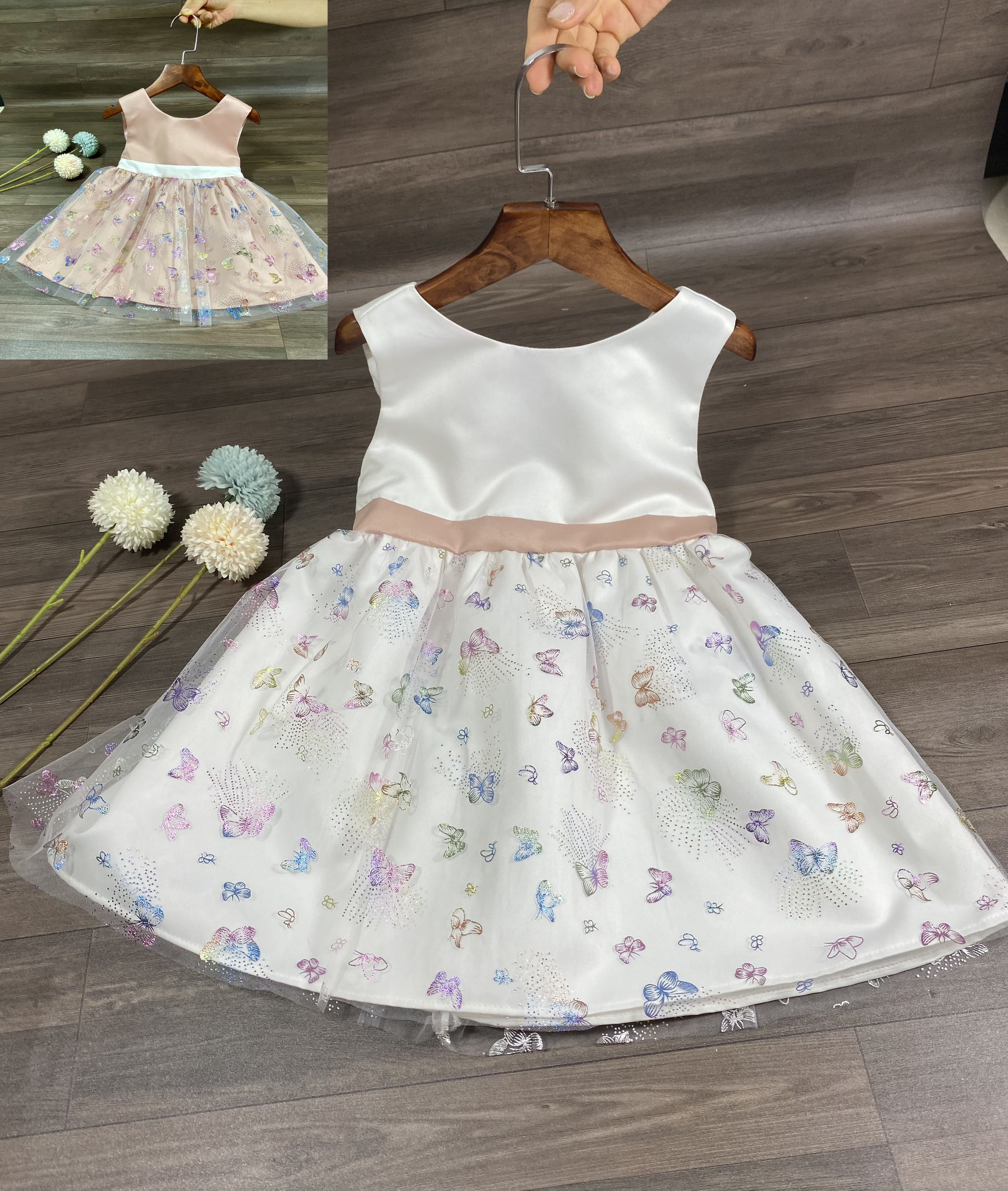 Girls' Princess Dress, Two-Layer Children's Dress with High-Quality Mesh Mix Bitikids Size from 0-8 Years Old (8-35kg)