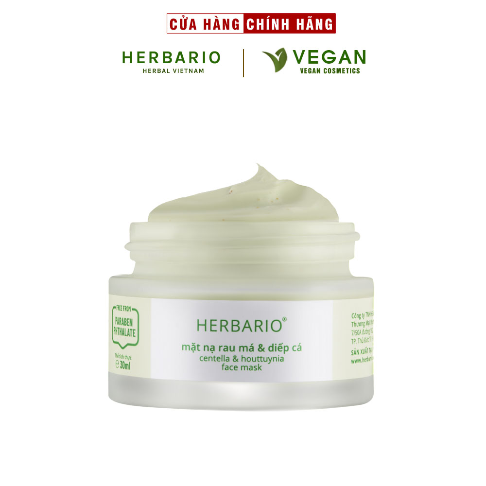 Mặt nạ Rau má & Diếp cá herbario 30ml sạch mụn thuần chay - 100% Vegan - Mỹ phẩm thuần chay