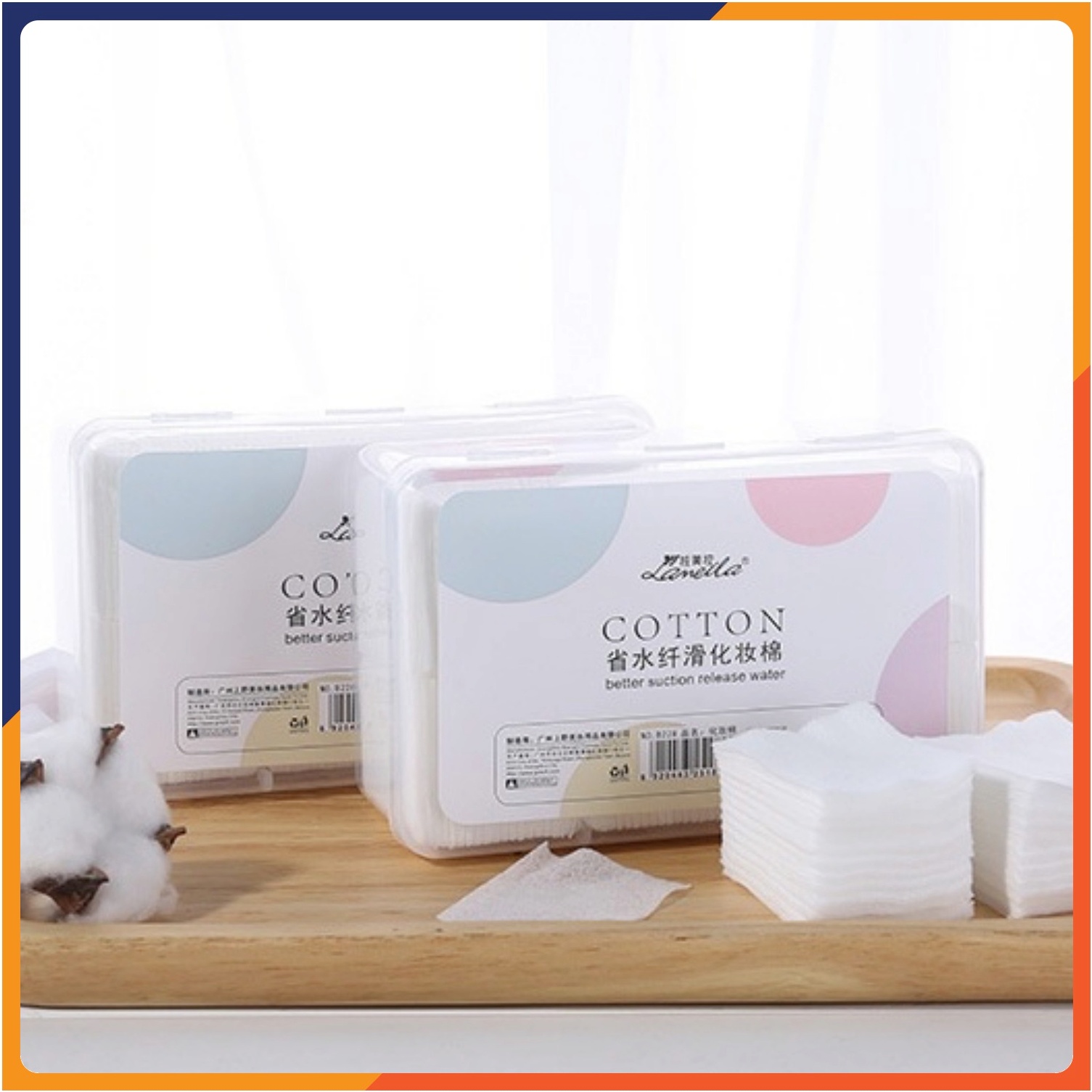 Hộp bông tẩy trang Lameila 1000 miếng loại mỏng, siêu dai, vuông, to, không tốn nước, giữ ẩm, 1 hộp bông tẩy trang cao cấp giá rẻ nội địa Trung Melystore SPU050