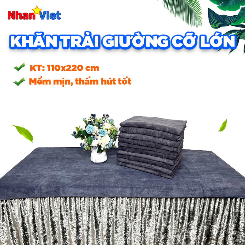 Khăn trải phủ giường spa cỡ lớn 110x220| khăn đắp microfiber, siêu dày, thấm hút cho spa, massage