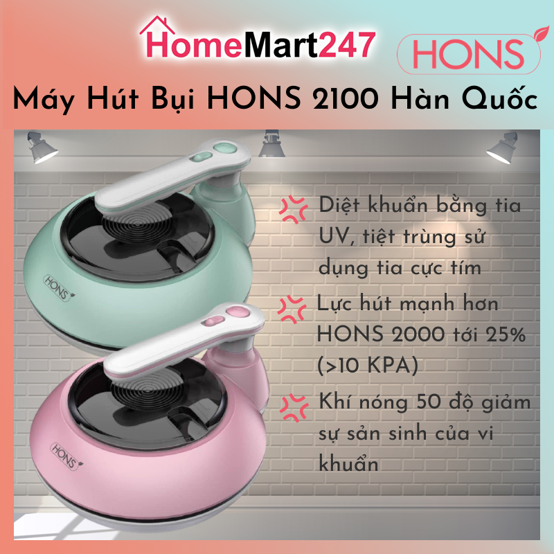MÁY HÚT BỤI GIƯỜNG NỆM HONS 2100 HÀN QUỐC CHÍNH HÃNG, CẦM TAY, BẢO HÀNH CHÍNH HÃNG 12 THÁNG