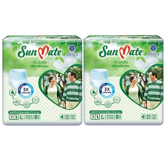 Combo 2 gói Tã quần người lớn Sunmate Siêu mềm mại size L8