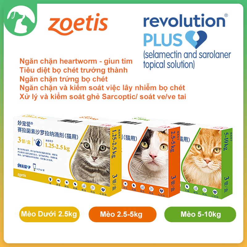 Revolution plus nhỏ gáy phòng ngừa & loại trừ bọ ve rận cho mèo