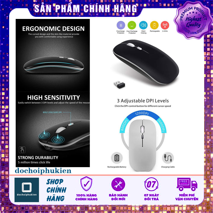 [HCM]chuột không dây usb 2.4Ghz dùng cho tivi box laptop máy tính tốc độ cao pin sạc nguyên khối hàng chính hãng shop bảo hành 3 tháng 1 đổi 1 lỗi kỹ thuật do nhà sản xuất dochoiphukien
