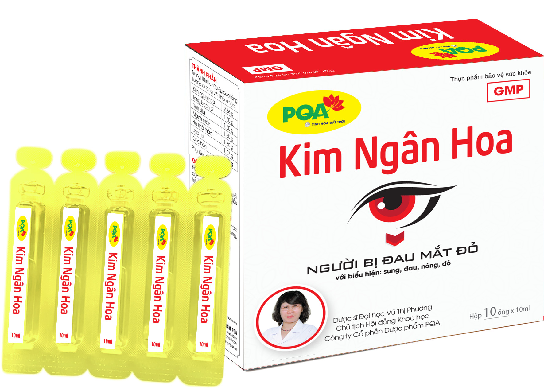 PQA Kim Ngân Hoa - Đau Mắt Đỏ, Nóng Mắt, Tức Mắt, Nhiều Gỉ Mắt, Cộm Mắt