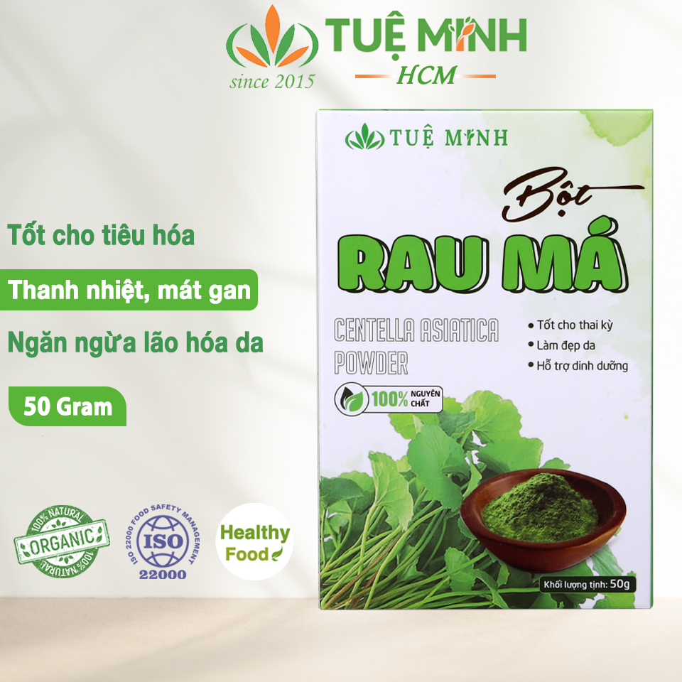 Bột rau má sấy lạnh Tuệ Minh, bột rau má nguyên chất Organic giúp thanh nhiệt 50g