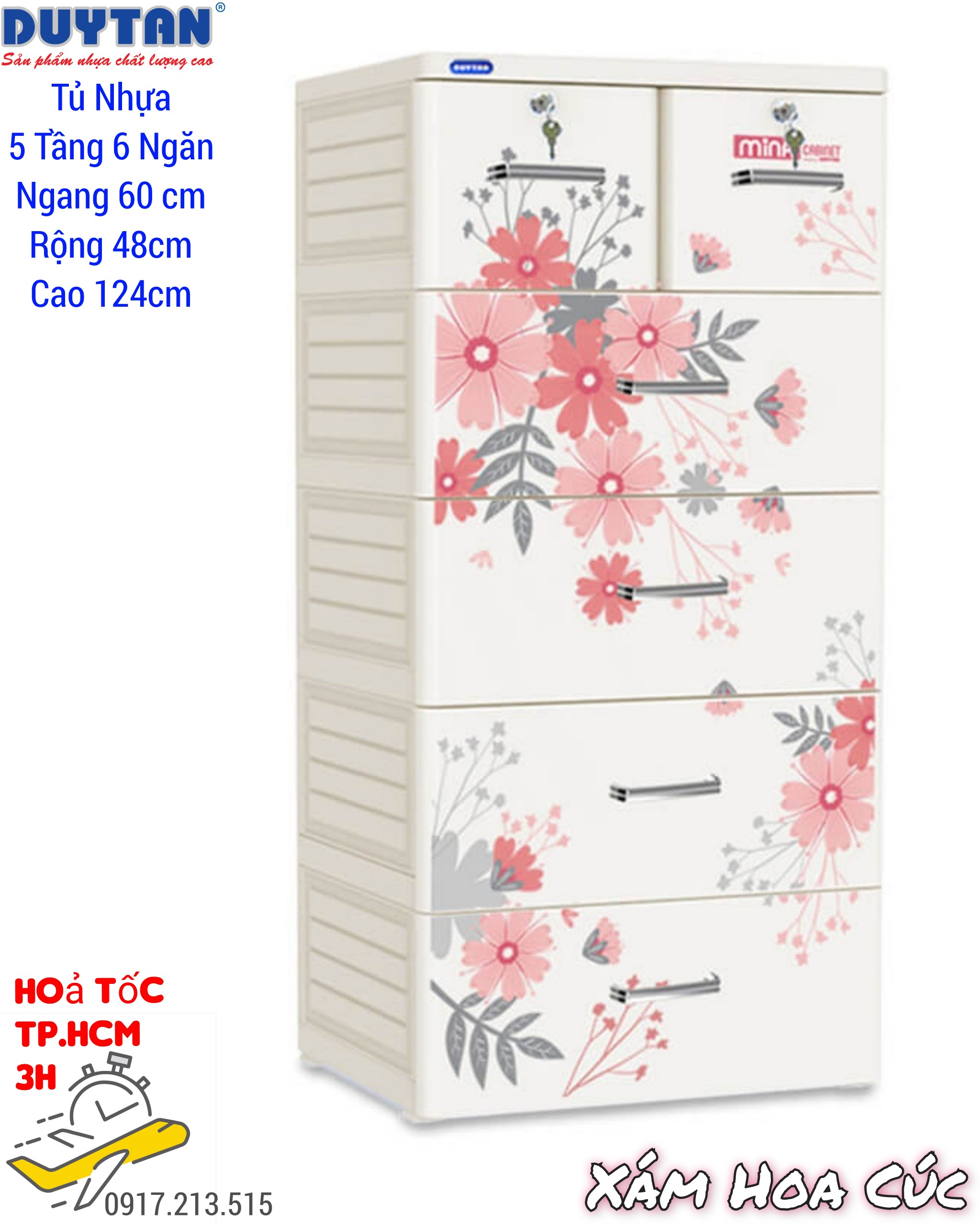 🚀☎️ HOẢ TỐC 2H Tp.HCM ☎️🚀 Tủ nhựa duy tân 5 TẦNG -6 NGĂN MINA Xám Hoa Cúc