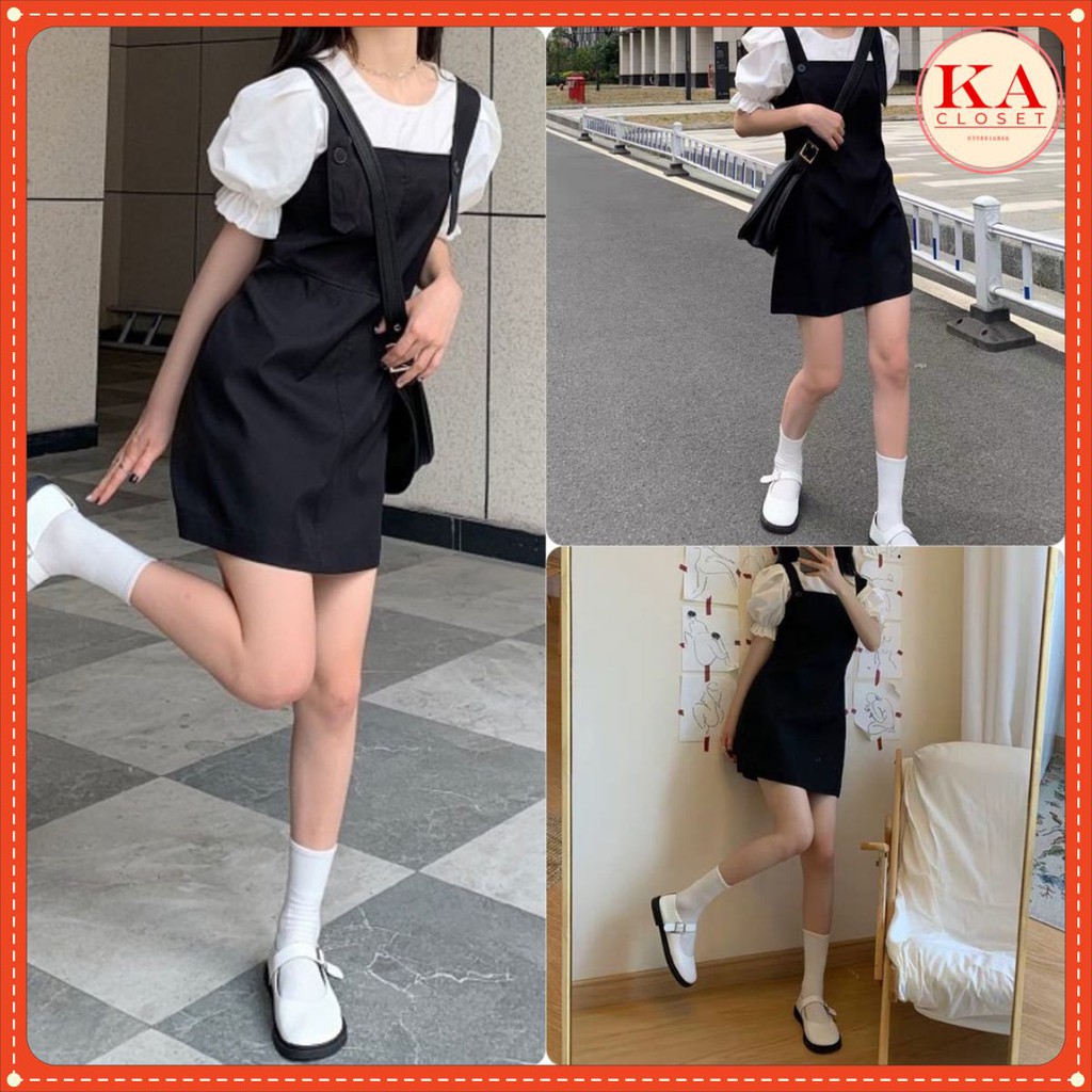 Set váy tay bồng KA Closet gồm áo và váy, hàng đẹp phong cách Hàn Quốc