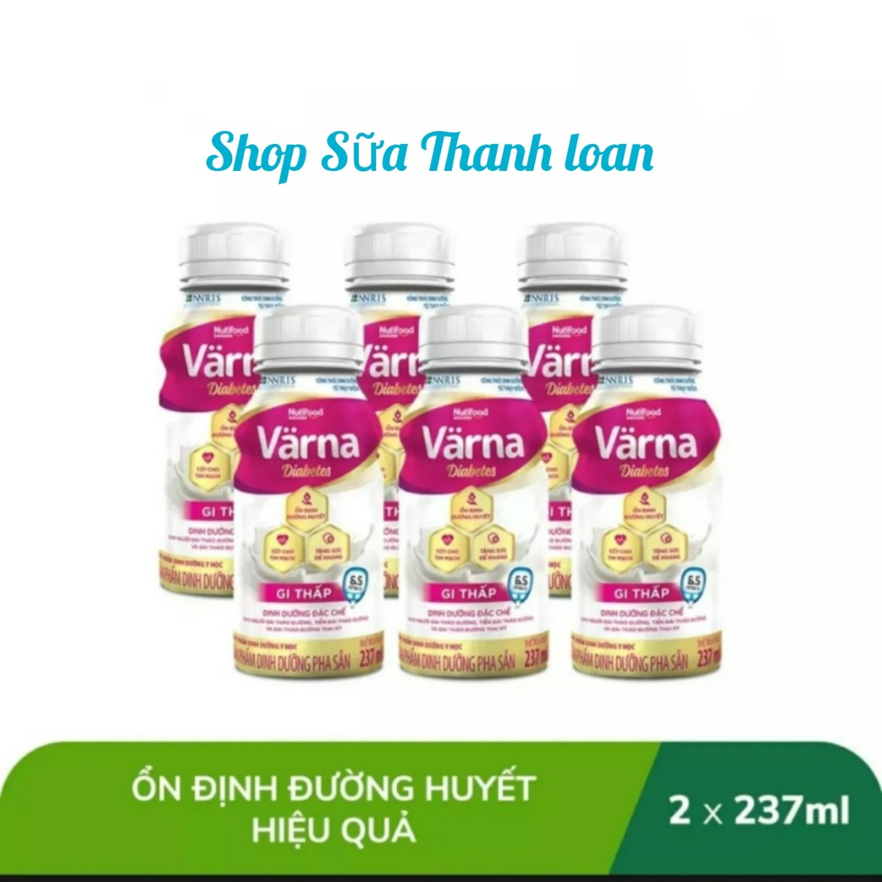 (HSD T3-2026) COMBO Lốc 6 Chai Sữa Bột Pha Sẵn Varna Diabetes 237ml.