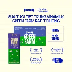 Thùng 48 Hộp Sữa Tươi Tiệt Trùng Vinamilk Green Farm Rất ít đường - Lốc 4 Hộp 180ml