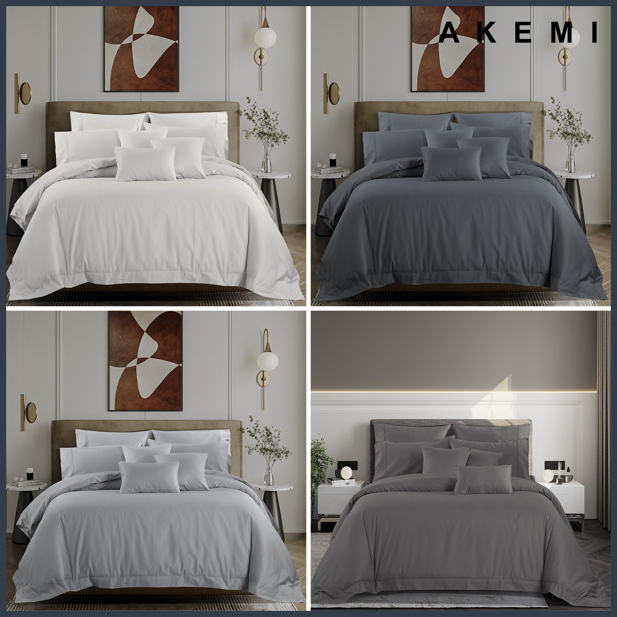 Bộ Ga kèm Vỏ chăn Akemi Cotton Select Affinity v2, gồm 6 món
