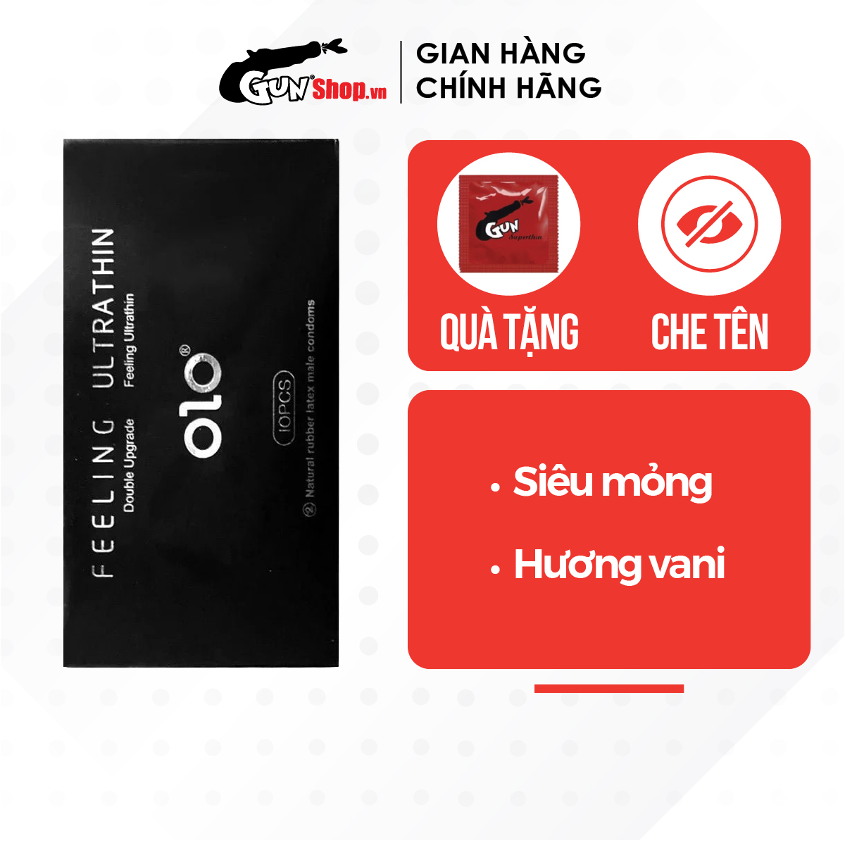 Bao cao su OLO 0.01 Đen siêu mỏng 0.01mm, hương vani - Hộp 10 cái | GUNSHOP VIỆT NAM