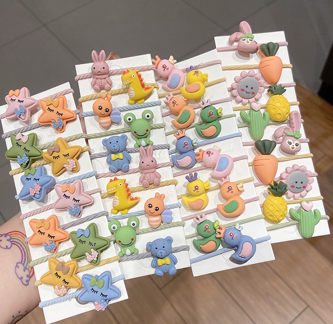 Set 10 dây buộc tóc hoạt hình dễ thương cho mẹ và bé