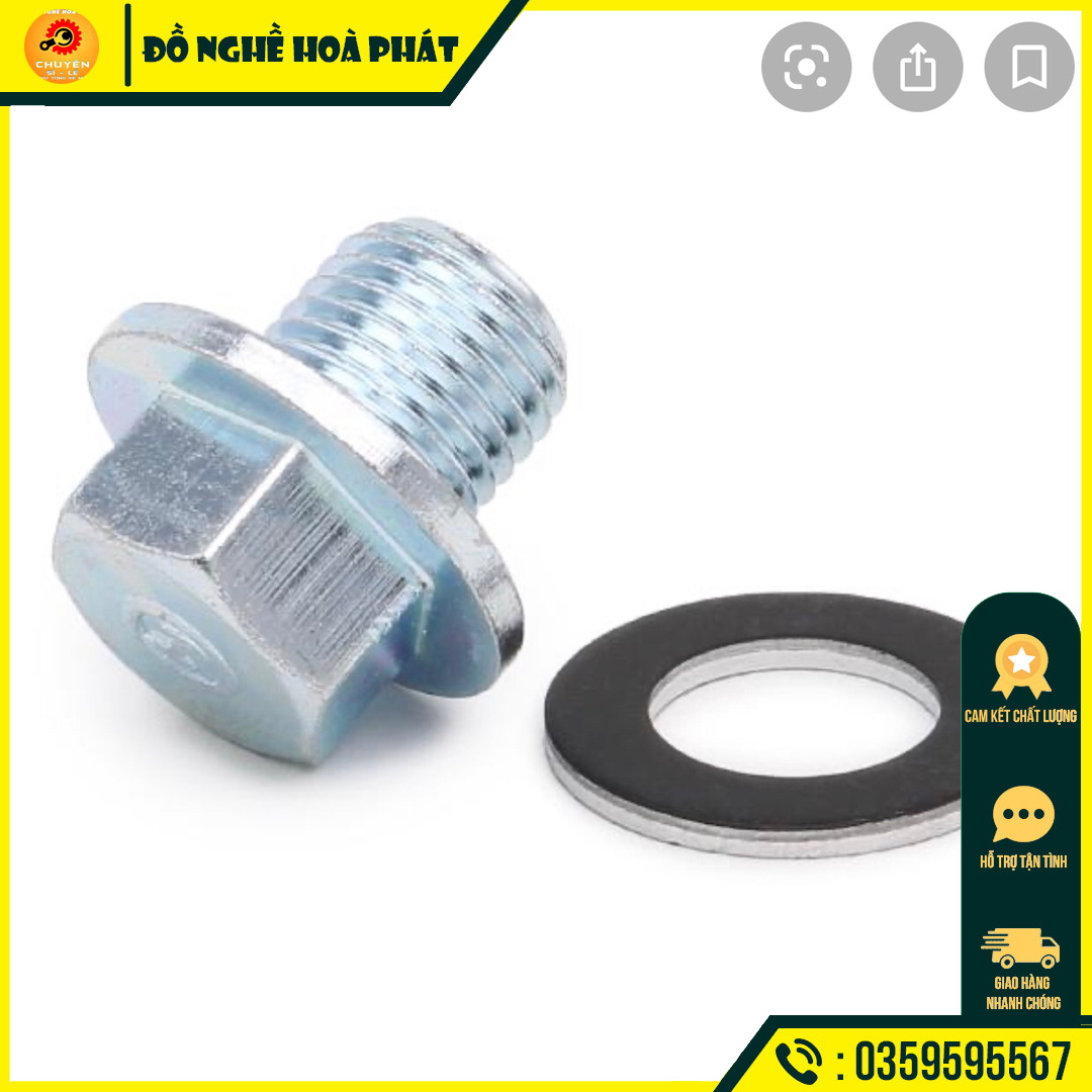Ốc rốn dầu long đen 13 ly xe máy bị chờn