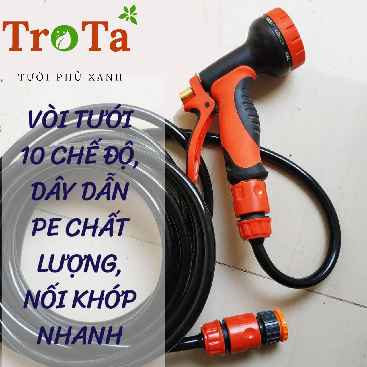 BỘ VÒI TƯỚI SÂN VƯỜN 10 CHẾ ĐỘ, DÂY DÀI 8M, HÀNG ĐÀI LOAN XUẤT KHẨU