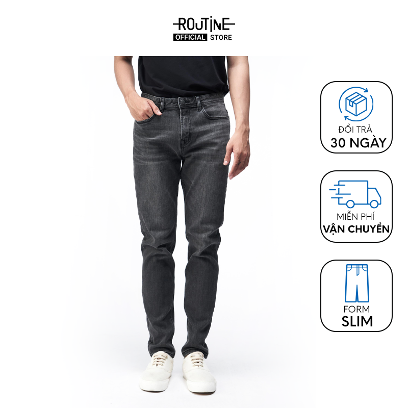 Quần Jean Nam Trơn Form Slim - Routine 10S21DPA006CR1
