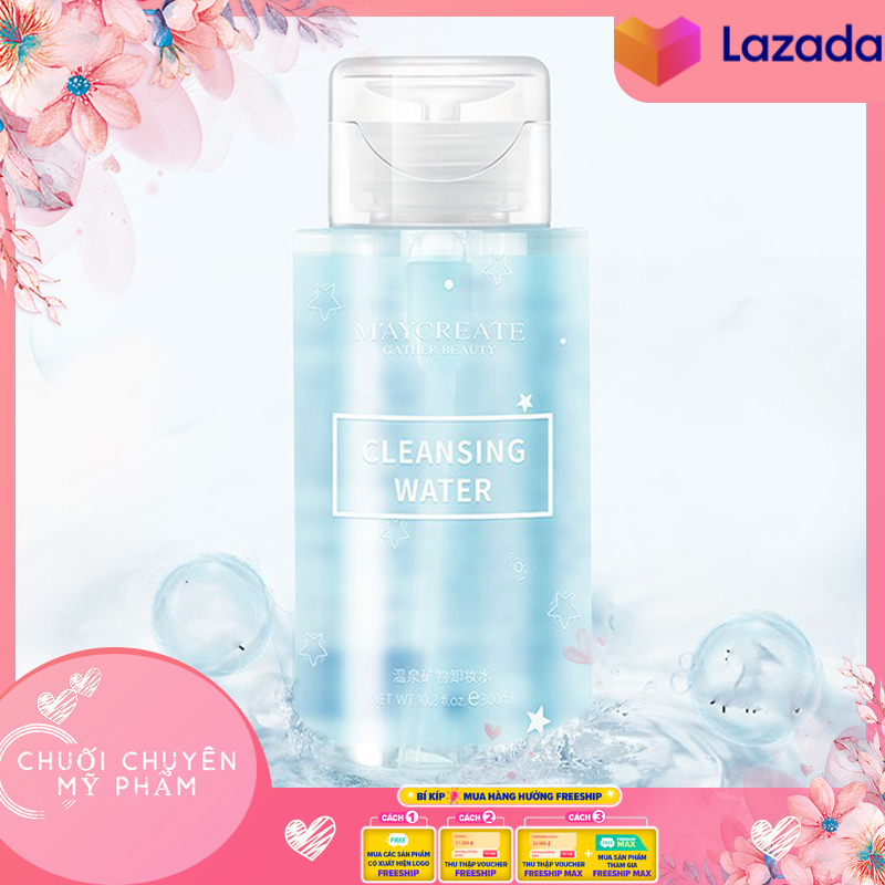 Nước Tẩy Trang Maycreat 300ml - Nước tẩy trang suối khoáng nóng Hot Spring Mineral Cleansing Water 300ml | Nước tẩy trang Maycreat 300ml tẩy sạch bụi bẩn bã nhờn Cleansing Water