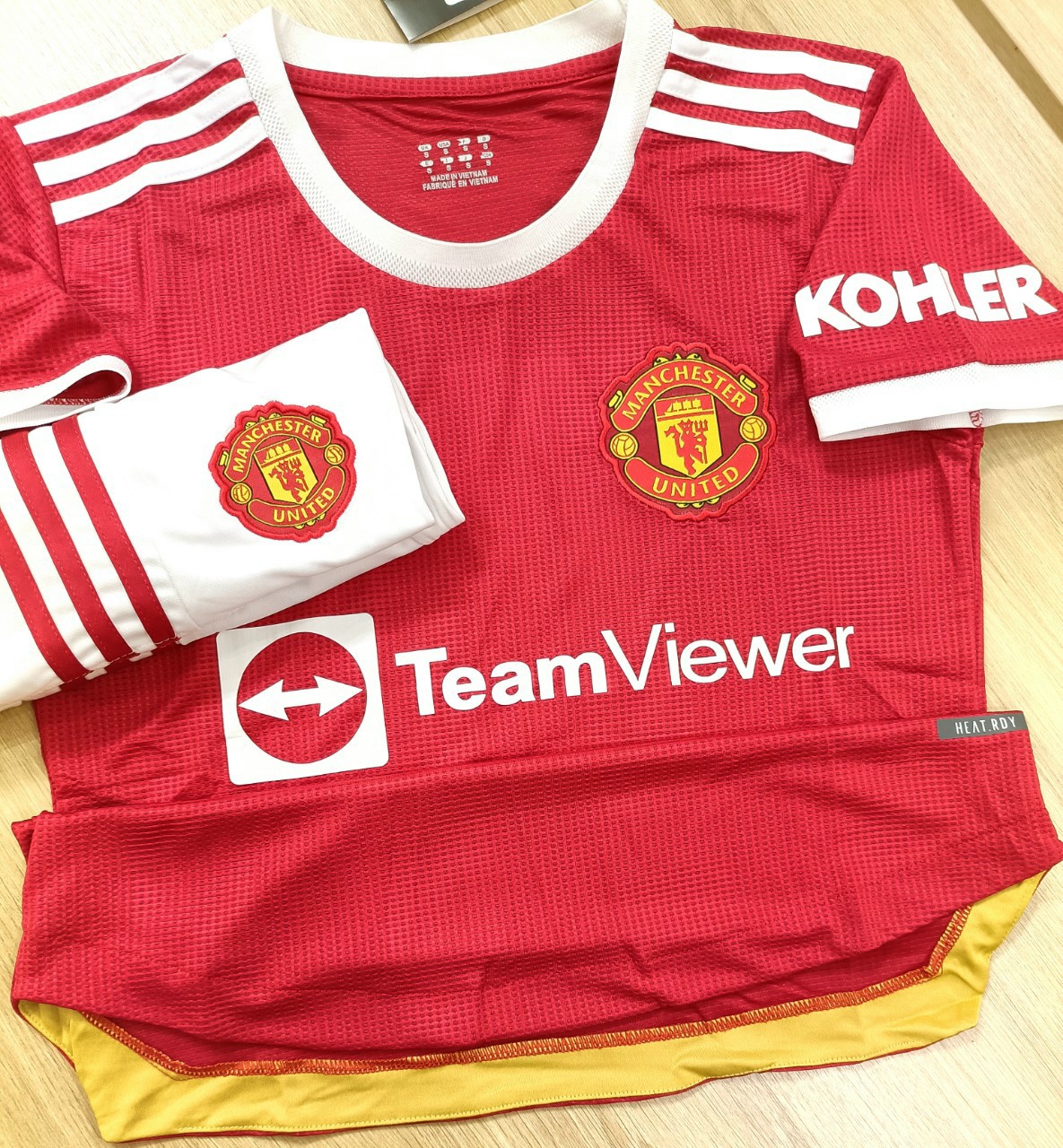 Bộ quần áo manchester united 2021 2022 | bộ quần áo bóng đá clb manchester united sân nhà màu đỏ quần trắng 21 22