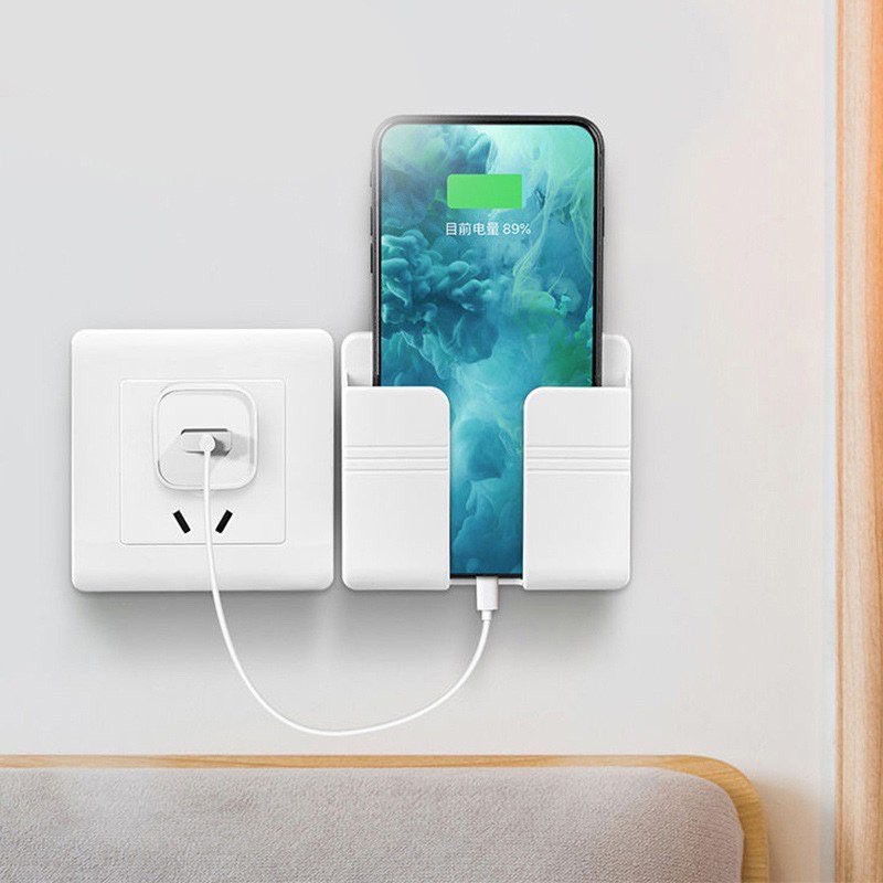 Giá đỡ điện thoại treo tường đựng điều khiền khiển sạc pin tiện lợi chất liệu ABS 10cm x 8cm