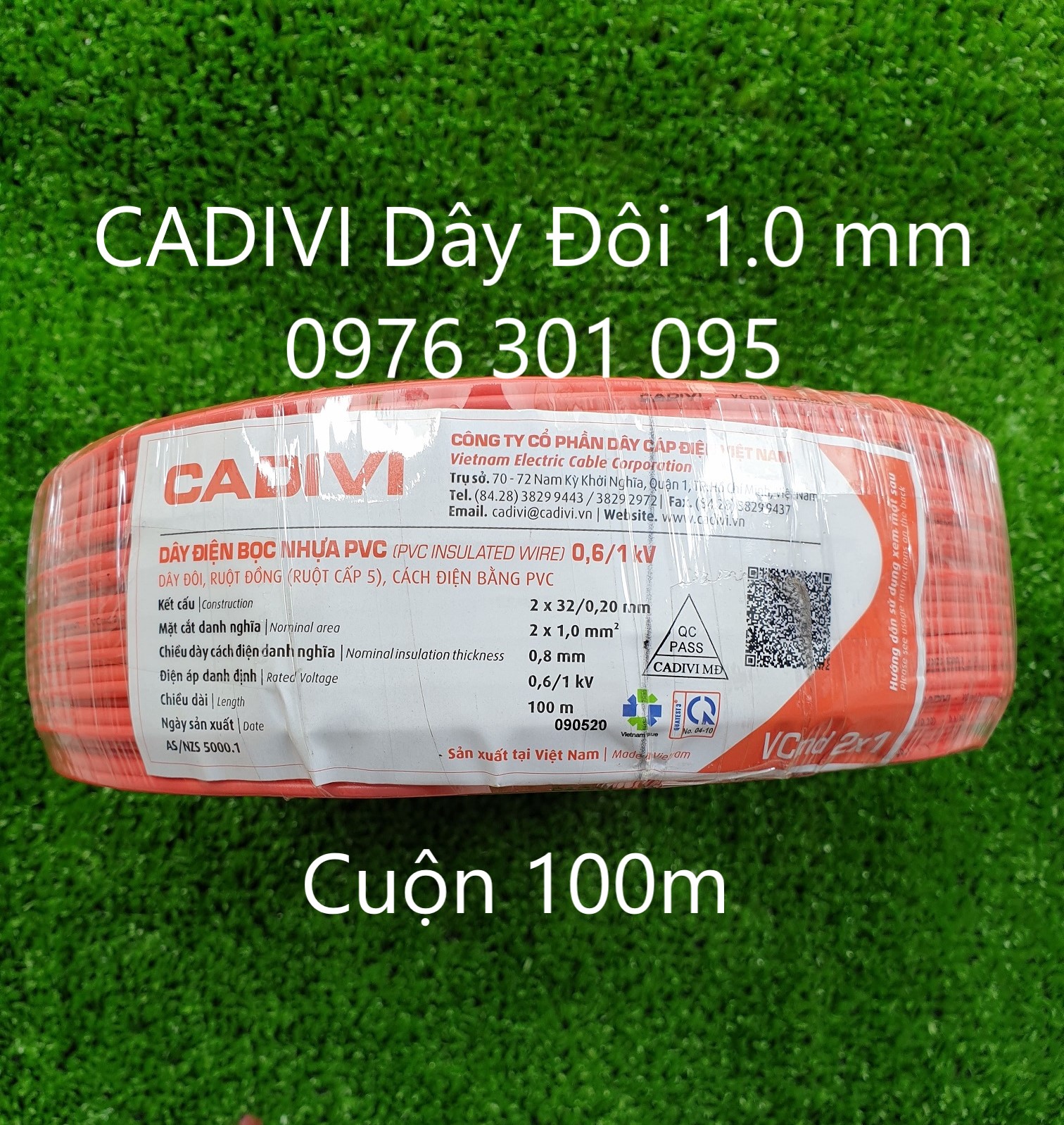 [CADIVI] Dây Điện Đôi [Cuộn 100m] VCmd / 2x1.0 (mm)