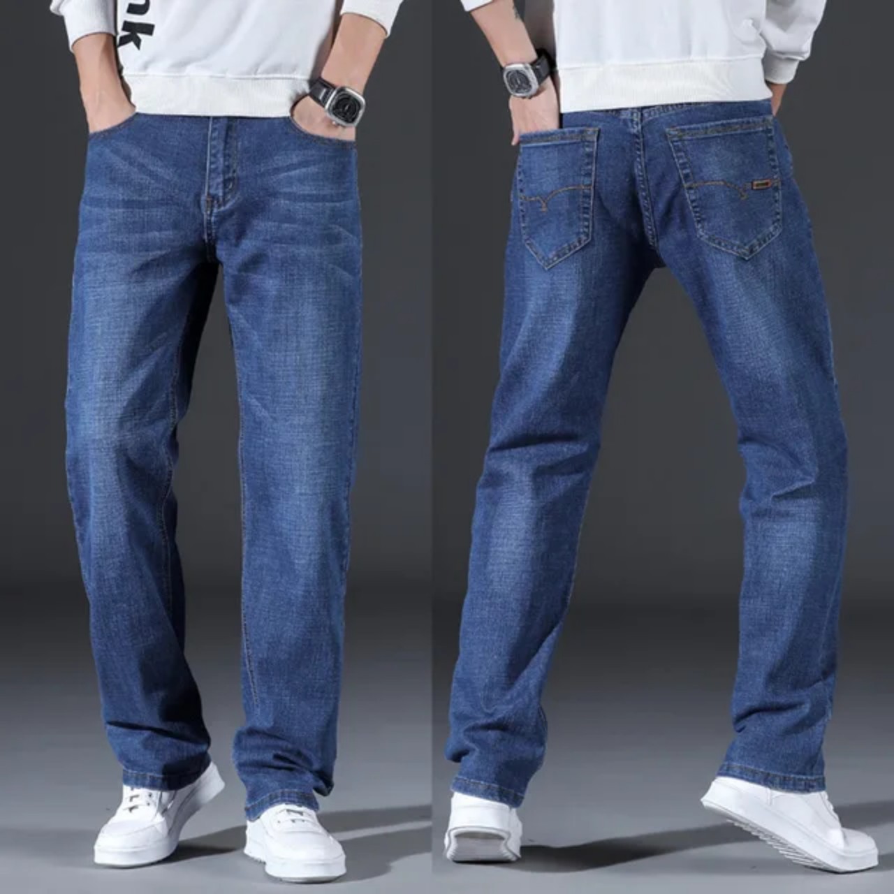 Quần jean Nam Quần Bò Nam Cotton Ống Suông Vải Dày Dặn Form Chuẩn Không Phai Màu Cao Cấp