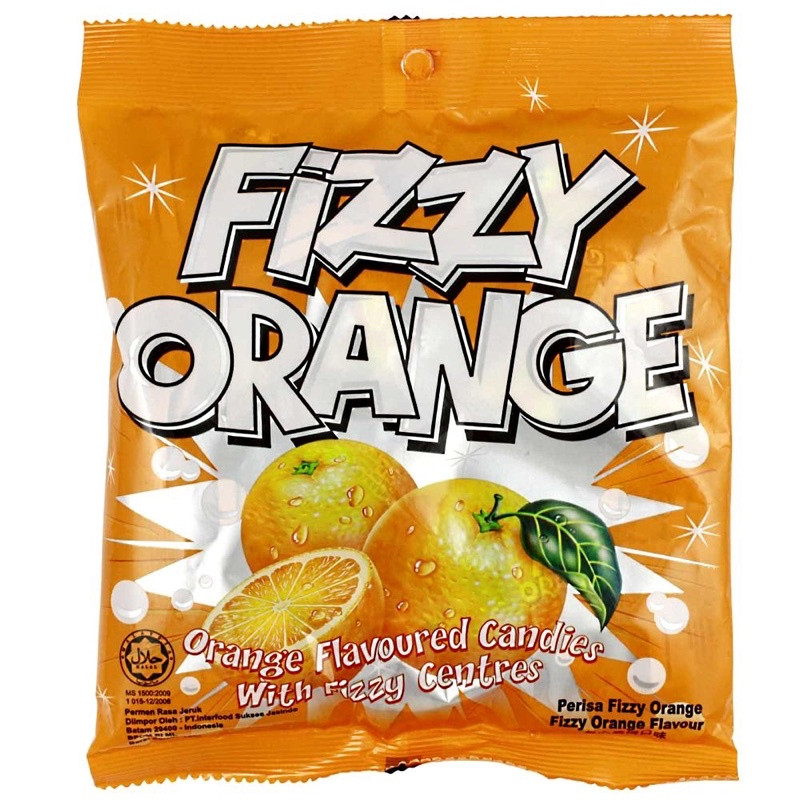 Kẹo cứng Fizzy vị cam nhập khẩu Malaysia gói 150g