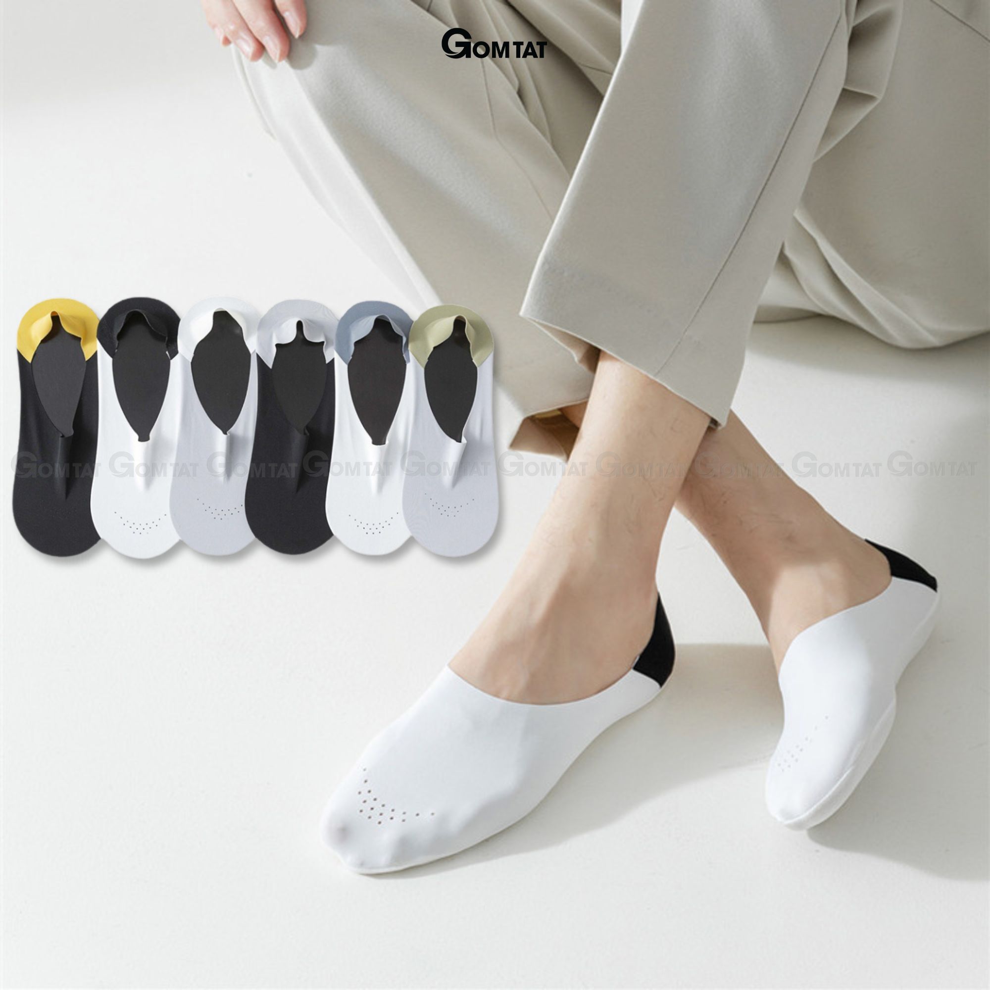 [ Xả Hàng] Tất vớ lười nam GOMTAT chất liệu cotton co giãn cực tốt, bề mặt có lỗ, thông hơi thoáng khí - LUA-SUX-1104-1DOI