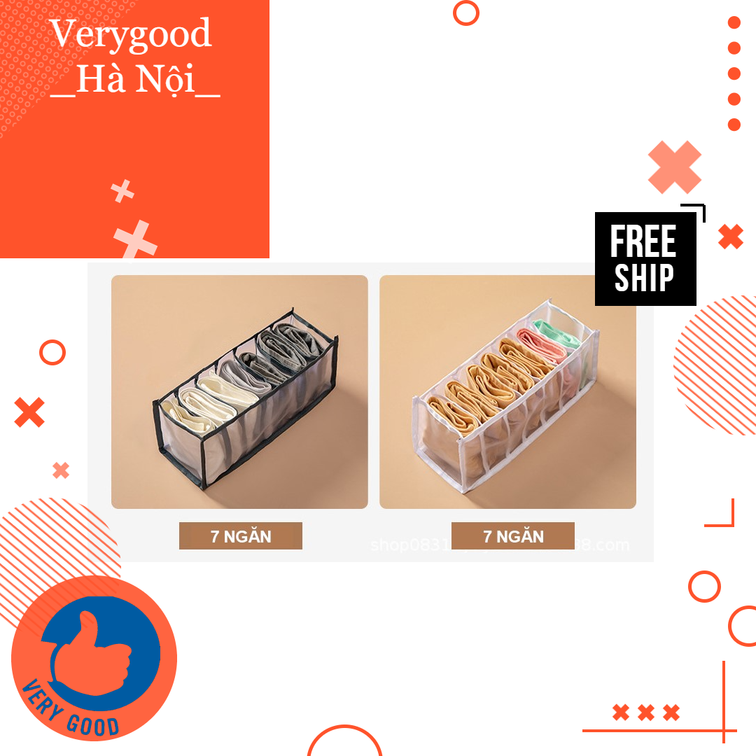 Hộp đựng đồ lót vải lưới (Set 3 cái 6, 7, 24 ngăn) có thể gấp gọn - Khay bảo quản đựng quần áo tất vớ sắp xếp tủ quần áo sạch sẽ tiết kiệm diện tích HL20