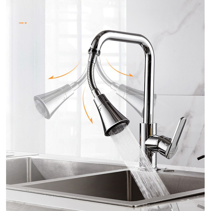 Đầu nối vòi rửa bát Dạng Kèn 3 chế độ cần cứng quả loe cho các loại vòi