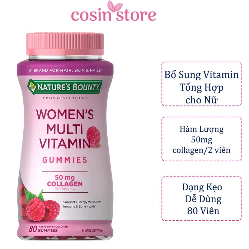 Kẹo dẻo Nature s Bounty Women s Multi Vitamin Gummies 80 viên 50mg