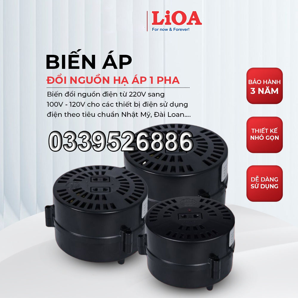 Biến Áp Đổi Nguồn LIOA 1000/1200/1500/2000VA (Nguồn Vào 220V / Nguồn Ra 100-120V)