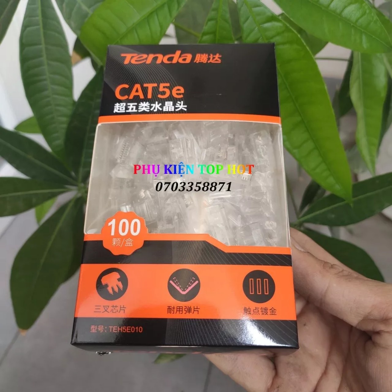 Đầu mạng rj45 tenda teh5e010 mạ vàng cat5e