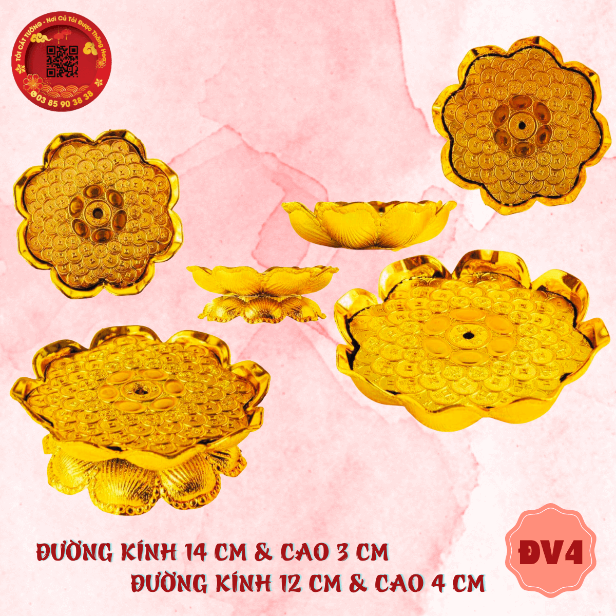 Set 10 đế vàng hoa sen - tỏi cát tường
