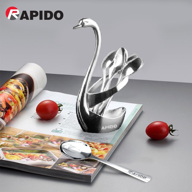 Bộ thìa dĩa Swan- Thiên nga - Rapido gồm 1 thiên nga, 3 dĩa, 3 thìa cà phê.