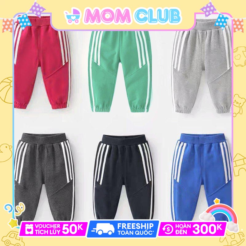 Quần dài dáng thể thao Tanosa Kids cho bé trai, bé gái kẻ sọc 3 vạch mềm mại, giữ ấm tốt Chất liệu cotton 4 chiều