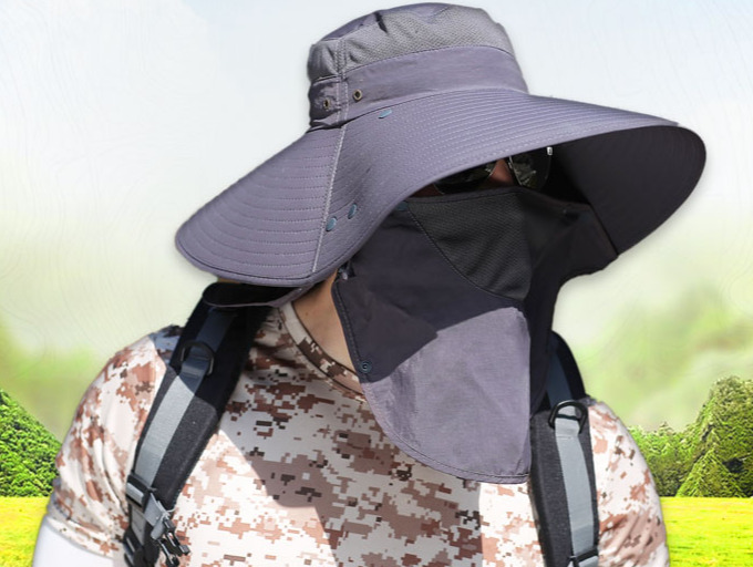 Mũ rộng vành chống nắng chống uv kèm khẩu trang cho nam cao cấp, nón khẩu trang nam, nón chống nắng nam, mũ nón nam