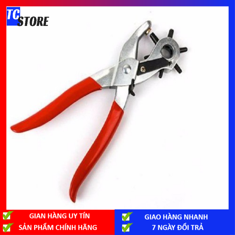 (FREESHIP) Kìm Bấm Lỗ Dây Da Đồng Hồ Thắt Lưng Revoling Bằng Thép Carbon Cao Cấp - Bảo Hành 1 Tháng (Đỏ)